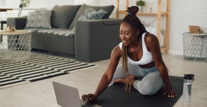 Woman working out at home