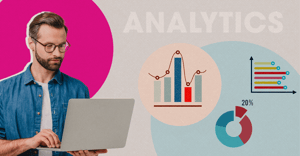man looking at analytics of a company