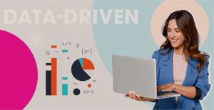 Woman reviewing analytics of her business on a computer