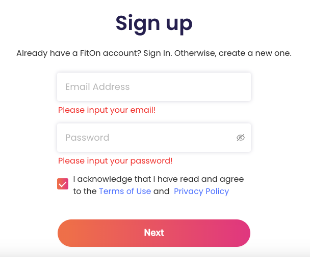 image showing sign up with email and password